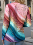 Women's Gradient Graphic Textured T-Shirt Vintage Style