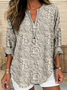 Women's Long Sleeve Blouse Spring/Fall Pink Floral Printing Cotton-Blend V Neck Daily Going Out Casual Top