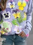Casual Printing Floral Crew Neck Sweatshirt