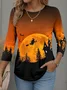 Halloween Women's Casual Long Sleeve T-Shirt Graphic Fashionable and Modern