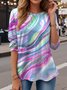 Women's Gradient Graphic Textured T-Shirt Vintage Style