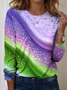 Women's Gradient Graphic Textured T-Shirt Vintage Style