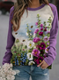 Crew Neck Floral Casual Printing Sweatshirt