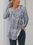 Women's Long Sleeve T-shirt Spring/Fall Gray Abstract Printing Jersey Crew Neck Daily Going Out Casual Top