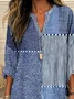 Women's Long Sleeve Blouse Spring/Fall Blue Abstract Printing Cotton-Blend V Neck Daily Going Out Casual Top