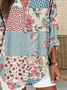Women's Long Sleeve Blouse Spring/Fall As Picture Floral Printing Cotton-Blend V Neck Daily Going Out Casual Top