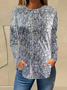 Women's Long Sleeve T-shirt Spring/Fall Gray Abstract Printing Jersey Crew Neck Daily Going Out Casual Top
