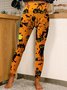 Halloween Women's Casual Slim Fit Leggings Pumpkin Pattern