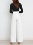 Women's  Elastic Waist H-Line Wide Leg Pants Daily Going Out Pants White Casual Split Joint Plain Spring/Fall Pants
