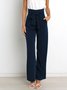 Women's  Elastic Waist H-Line Wide Leg Pants Daily Going Out Pants White Casual Split Joint Plain Spring/Fall Pants