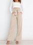 Women's  Elastic Waist H-Line Wide Leg Pants Daily Going Out Pants White Casual Split Joint Plain Spring/Fall Pants