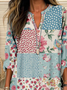 Women's Long Sleeve Blouse Spring/Fall As Picture Floral Printing Cotton-Blend V Neck Daily Going Out Casual Top