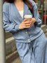 Women's Buckle Plain Daily Going Out Two-Piece Set Khaki Casual Spring/Fall Top With Pants Matching Set