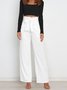 Women's  Elastic Waist H-Line Wide Leg Pants Daily Going Out Pants White Casual Split Joint Plain Spring/Fall Pants