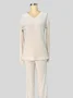 Women's Embossed Plain Daily Going Out Two-Piece Set Apricot Casual Spring/Fall Top With Pants Matching Set