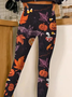 Halloween Women's Casual Slim Fit Leggings Pumpkin Pattern