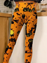 Halloween Women's Casual Slim Fit Leggings Pumpkin Pattern
