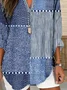 Women's Long Sleeve Blouse Spring/Fall Blue Abstract Printing Cotton-Blend V Neck Daily Going Out Casual Top