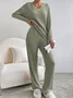 Women's Embossed Plain Daily Going Out Two-Piece Set Apricot Casual Spring/Fall Top With Pants Matching Set