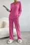 Women's Embossed Plain Daily Going Out Two-Piece Set Apricot Casual Spring/Fall Top With Pants Matching Set