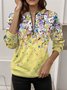 Regular Fit Women's Commuter Gradient Floral Front Center Zipper Sweatshirt
