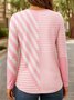 Regular Fit Women's Commuter Striped V-Neck Long Sleeve T-Shirt