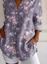 Women's Long Sleeve Shirt Spring/Fall Purple Floral Buckle Shirt Collar Regular Sleeve Daily Going Out Casual Top