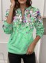 Regular Fit Women's Commuter Gradient Floral Front Center Zipper Sweatshirt