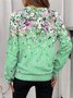 Regular Fit Women's Commuter Gradient Floral Front Center Zipper Sweatshirt