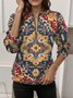 Regular Fit Women's Commuter Ethnic Pattern Front Center Zip Sweatshirt