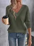 Women's Long Sleeve T-shirt Spring/Fall White Plain Embossed V Neck Dolman Sleeve Daily Going Out Vintage Top