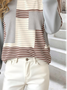 Regular Fit Long Sleeve Casual Sweatshirt Striped Colorblock Pattern