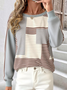 Regular Fit Long Sleeve Casual Sweatshirt Striped Colorblock Pattern