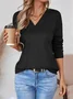 Women's Long Sleeve T-shirt Spring/Fall White Plain Embossed V Neck Dolman Sleeve Daily Going Out Vintage Top