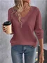 Women's Long Sleeve T-shirt Spring/Fall White Plain Embossed V Neck Dolman Sleeve Daily Going Out Vintage Top