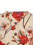 Floral Crew Neck Knitted Vintage Cardigan