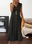 Urban Plain Shirt Collar Maxi Dress