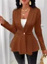 Women's Thickened New Jacquard Texture Single Pearl Button Slim Fit Long Sleeve Jacket