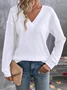 Women's Long Sleeve T-shirt Spring/Fall White Plain Embossed V Neck Dolman Sleeve Daily Going Out Vintage Top