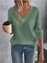Women's Long Sleeve T-shirt Spring/Fall White Plain Embossed V Neck Dolman Sleeve Daily Going Out Vintage Top