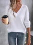 Women's Long Sleeve T-shirt Spring/Fall White Plain Embossed V Neck Dolman Sleeve Daily Going Out Vintage Top