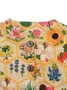 Knitted Ethnic Crew Neck Floral Cardigan