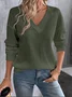 Women's Long Sleeve T-shirt Spring/Fall White Plain Embossed V Neck Dolman Sleeve Daily Going Out Vintage Top