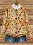 Knitted Ethnic Crew Neck Floral Cardigan