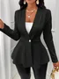 Women's Thickened New Jacquard Texture Single Pearl Button Slim Fit Long Sleeve Jacket