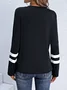 Women's T Shirt Casual Print Long Sleeve Regular Tops Crew Neck Daily Navy Blue Spring Fall