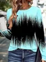 Women's T Shirt Casual Print Long Sleeve Regular Tops Crew Neck Daily Yellow Light Blue Spring Fall