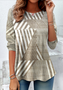 Crew Neck Cotton Vintage Plaid T-Shirt
