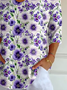 Women's Alzheimer's Disease Floral Print V-Neck T-Shirt