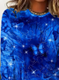 Women's Long Sleeve T-shirt Spring/Fall Blue Abstract Printing Jersey Crew Neck Daily Going Out Casual Top